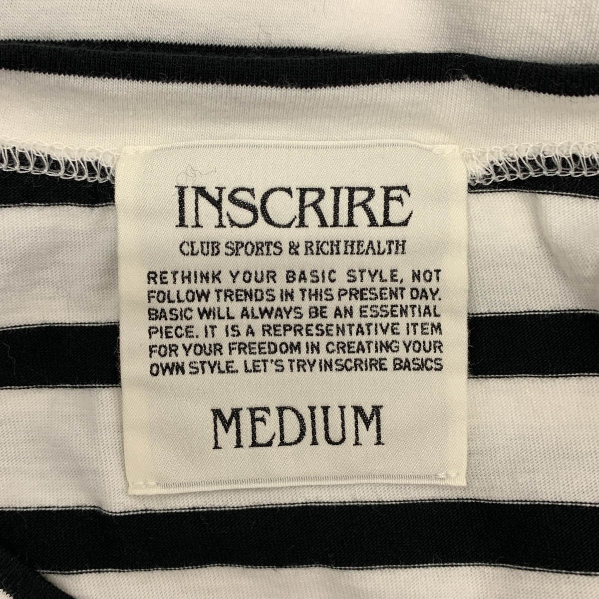 INSCRIRE / アンスクリア コットン ボーダー ロゴ クルーネック オーバー カットソー