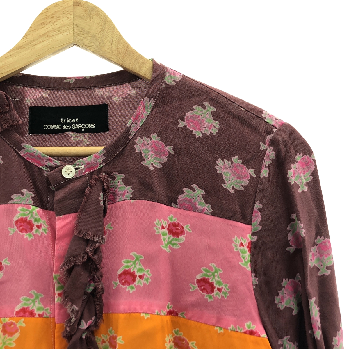 tricot COMME des GARCONS / トリココムデギャルソン レーヨン フローラルプリント パッチワーク ブラウス