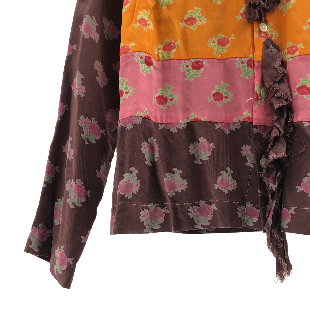 tricot COMME des GARCONS / トリココムデギャルソン レーヨン フローラルプリント パッチワーク ブラウス