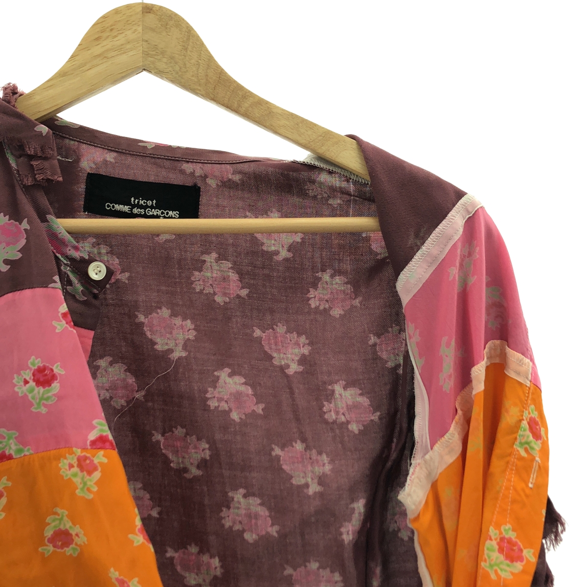 tricot COMME des GARCONS / トリココムデギャルソン レーヨン フローラルプリント パッチワーク ブラウス