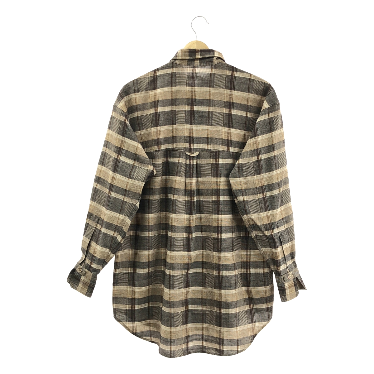 INTERIM / インテリム HYPER BIG SHEER FIL A FIL CHECK GATHER SHIRT ウール混 チェック ハイパービッグシャツ