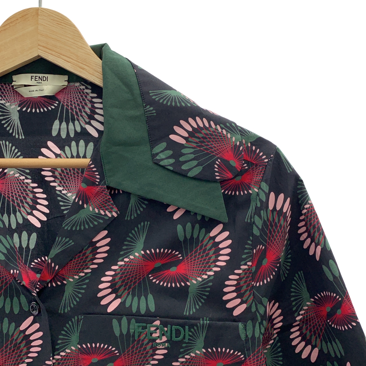 FENDI / フェンディ コットン 総柄 プリント オープンカラー シャツ
