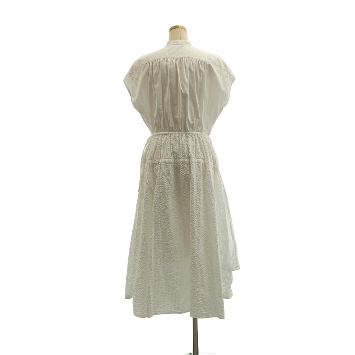 Drawer / ドゥロワー サッカー ギャザー シャツワンピース