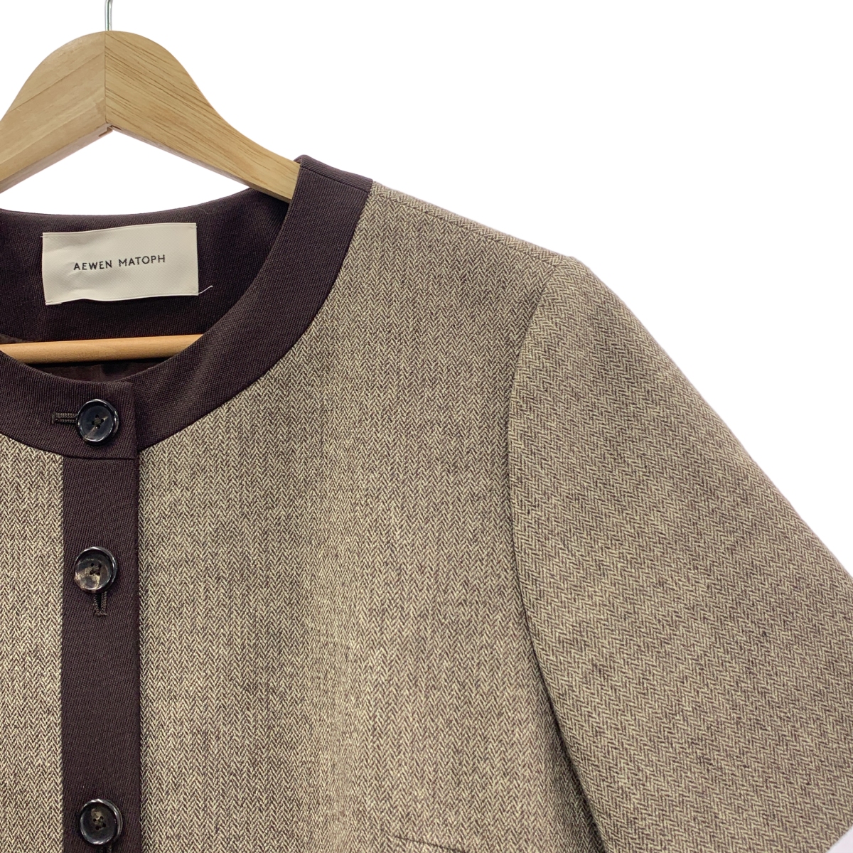 AEWEN MATOPH / イウエンマトフ ヘリンボーン ツイード ショートスリーブ チュニック