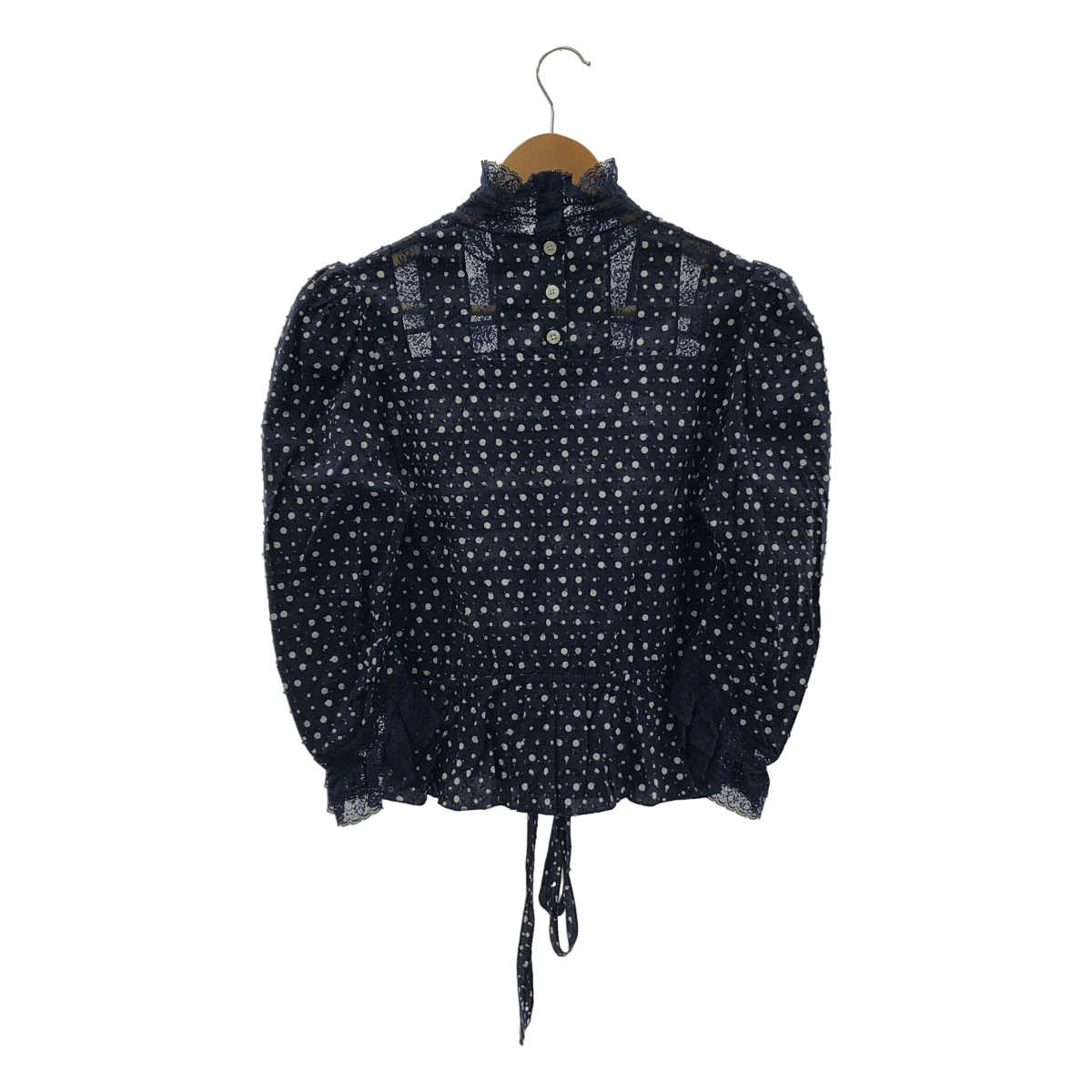 MARC JACOBS / マークジェイコブス ドット レース切替 パフスリーブ プルオーバー シャツ