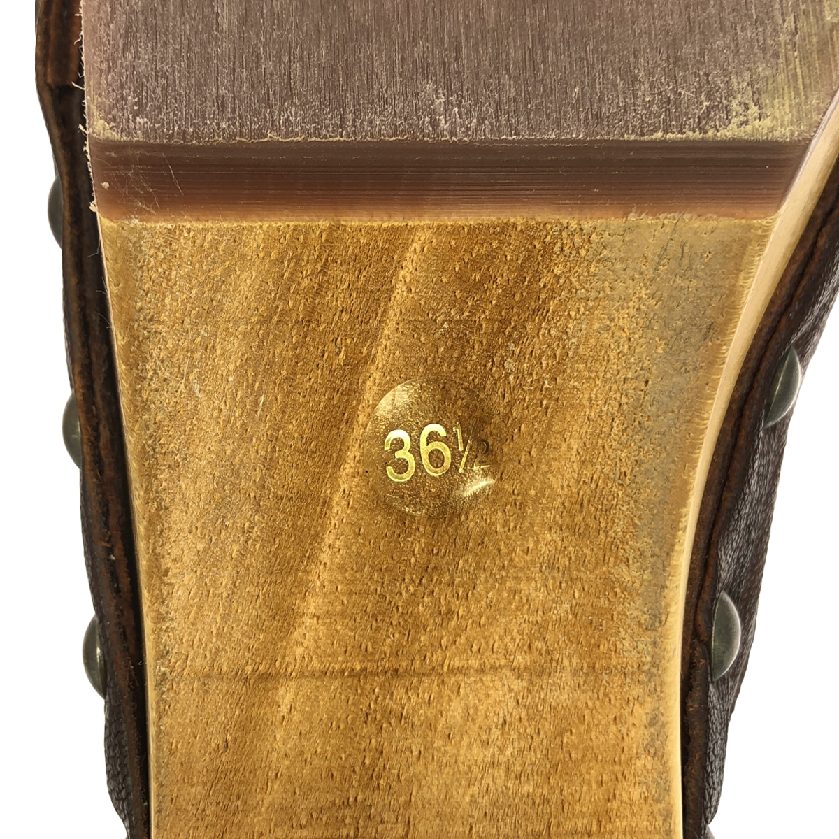 miu miu / ミュウミュウ レザー スタッズ 装飾 ウッドソール サボ サンダル