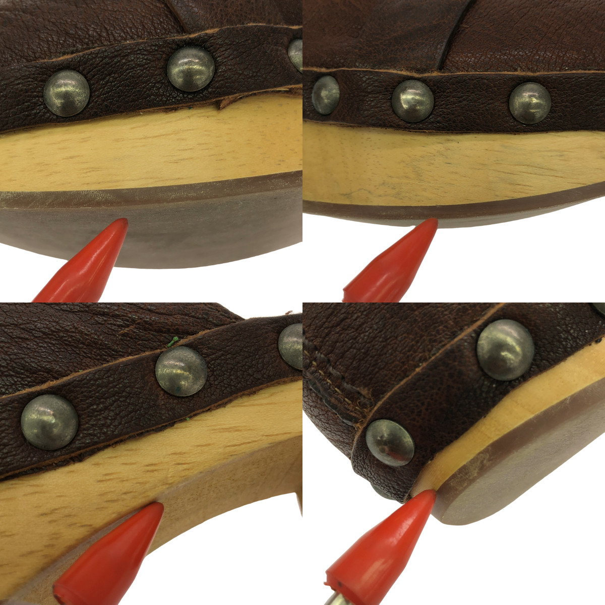 miu miu / ミュウミュウ レザー スタッズ 装飾 ウッドソール サボ サンダル