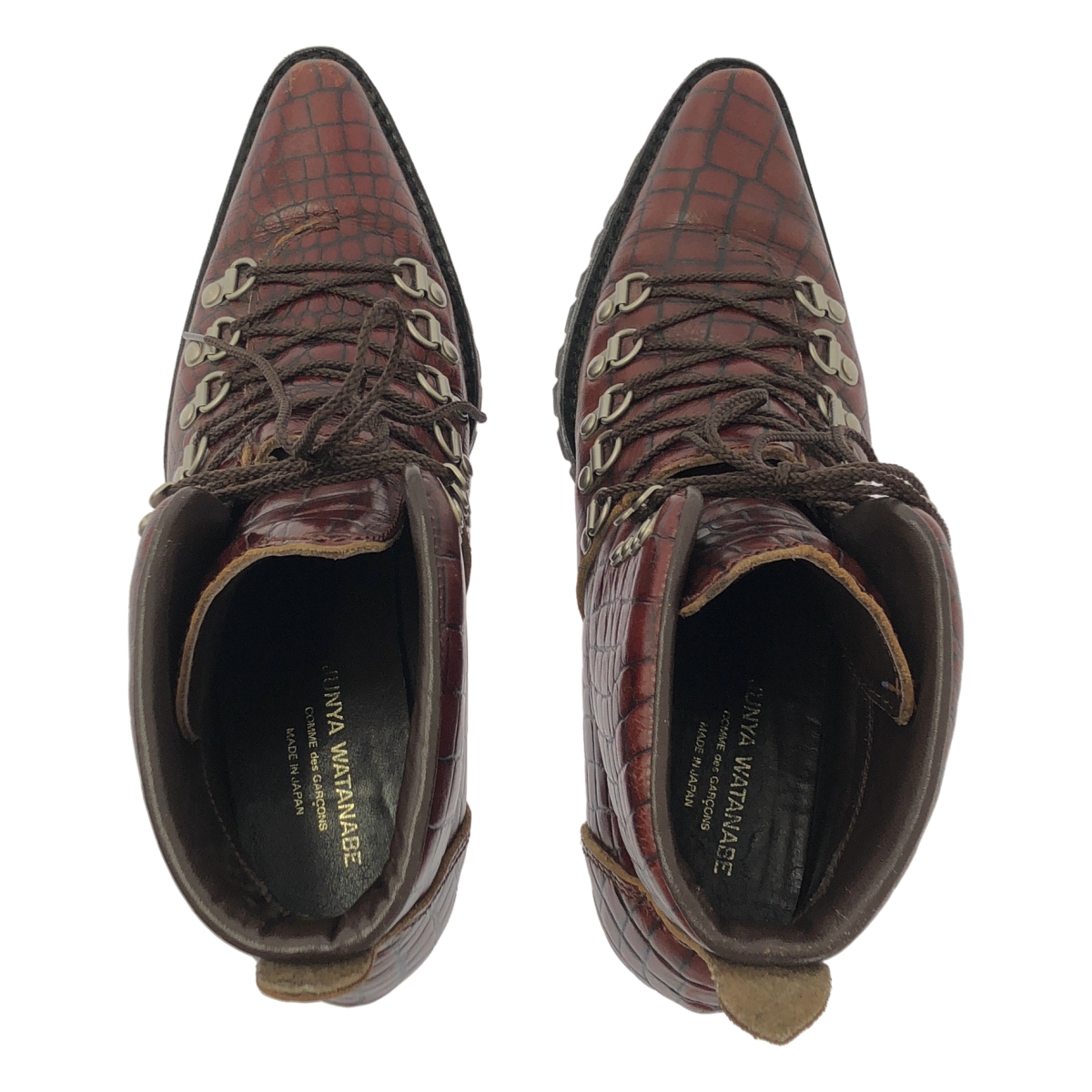 JUNYA WATANABE COMME des GARCONS / ジュンヤワタナベ レザー クロコ型押し レースアップ ショートブーツ ブーティ