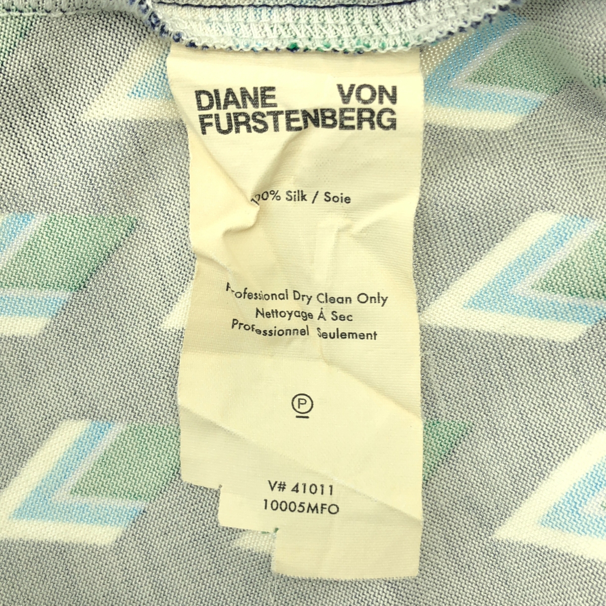 DIANE VON FURSTENBERG / ダイアンフォンファステンバーグ シルク ジオメトリック ハーフスリーブ カシュクールワンピース