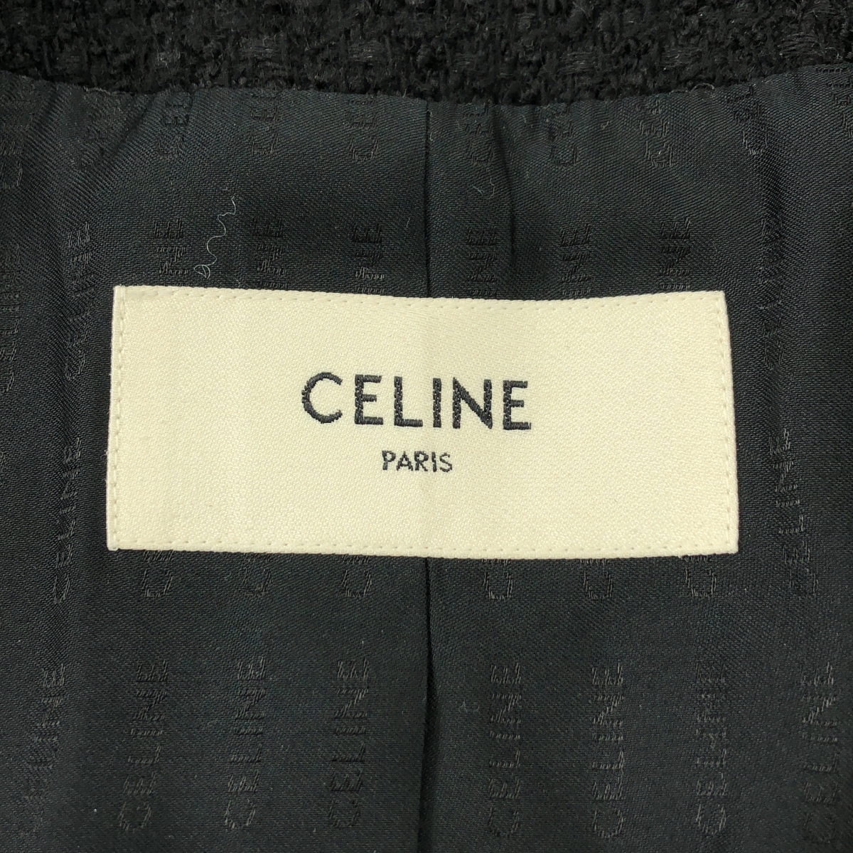 CELINE / セリーヌ chasseur tweed jacket / 金ボタン シャスール ツイード ジャケット / ロゴ総裏地