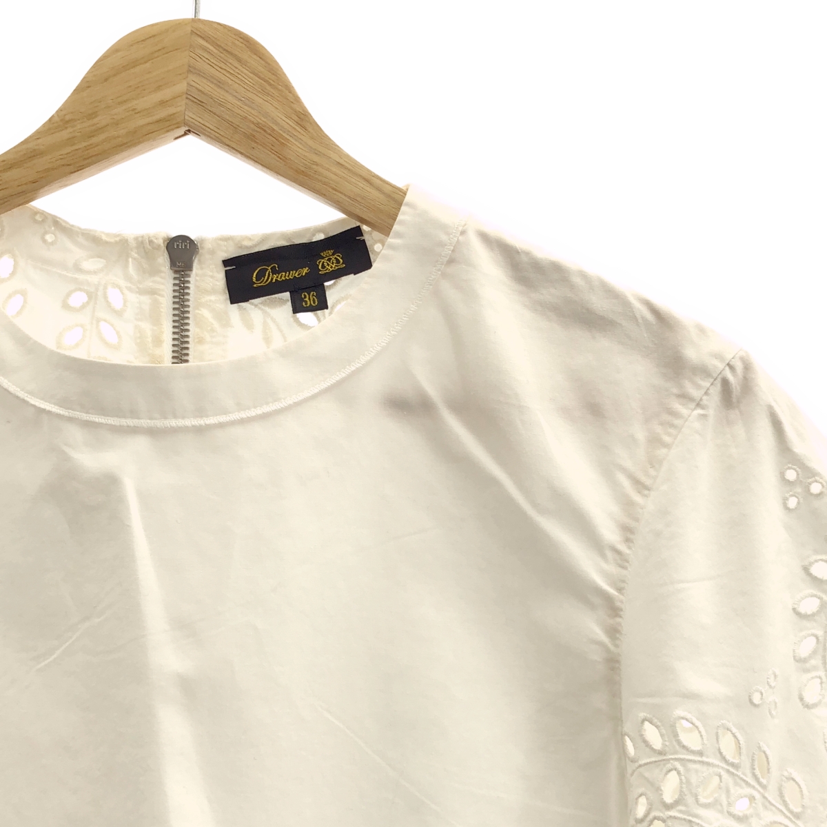 Drawer / ドゥロワー カットワークレース バックジップ ブラウス