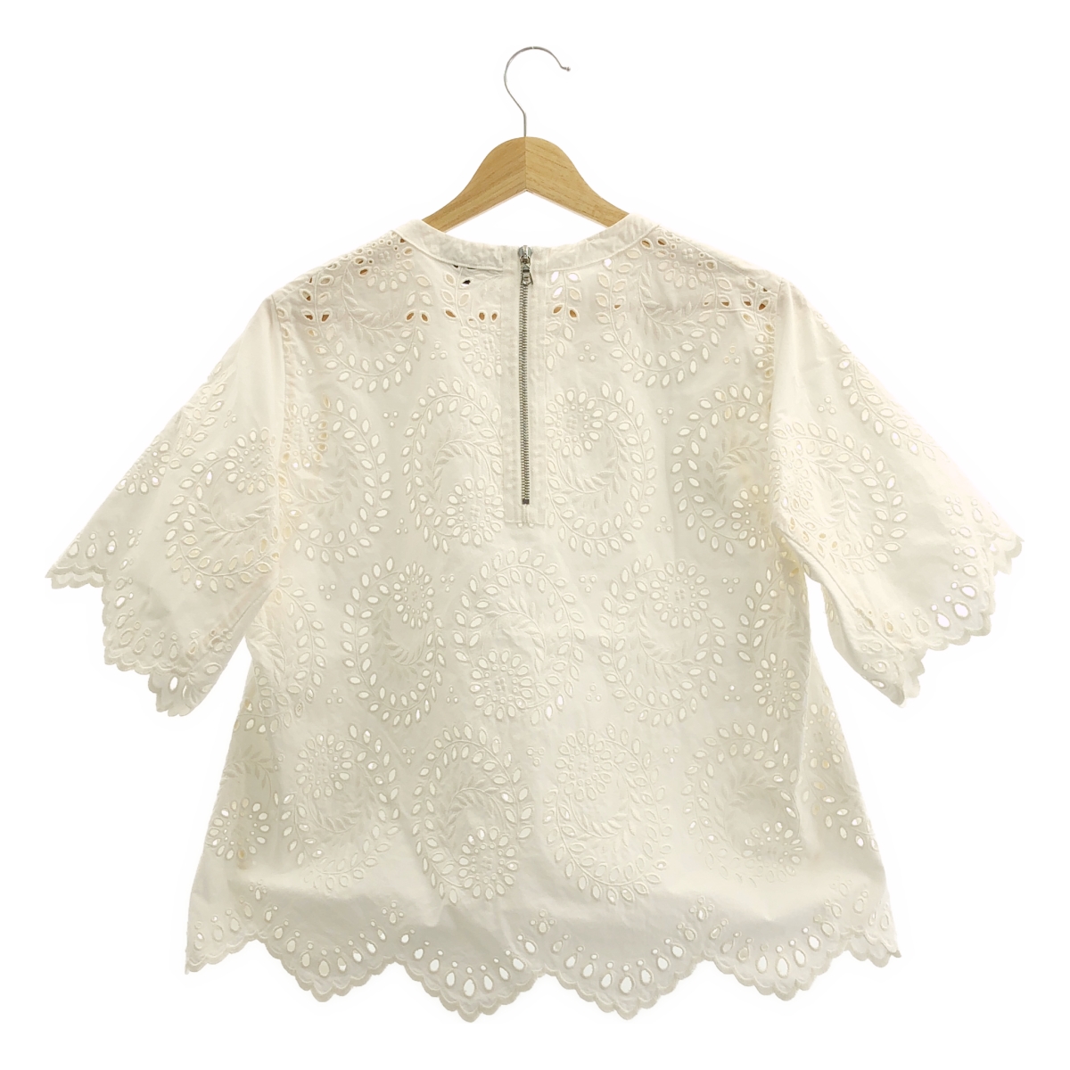 Drawer / ドゥロワー カットワークレース バックジップ ブラウス