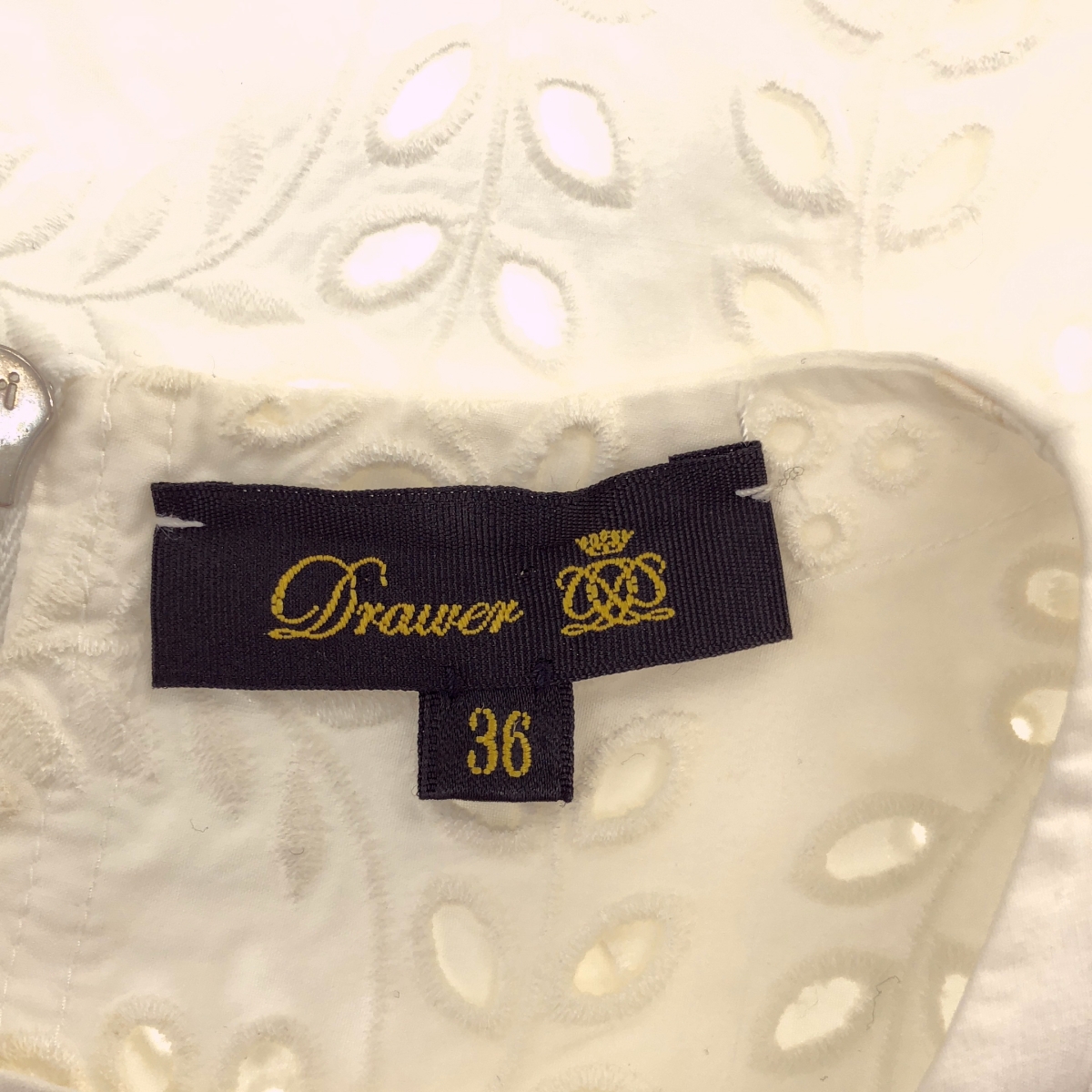 Drawer / ドゥロワー カットワークレース バックジップ ブラウス