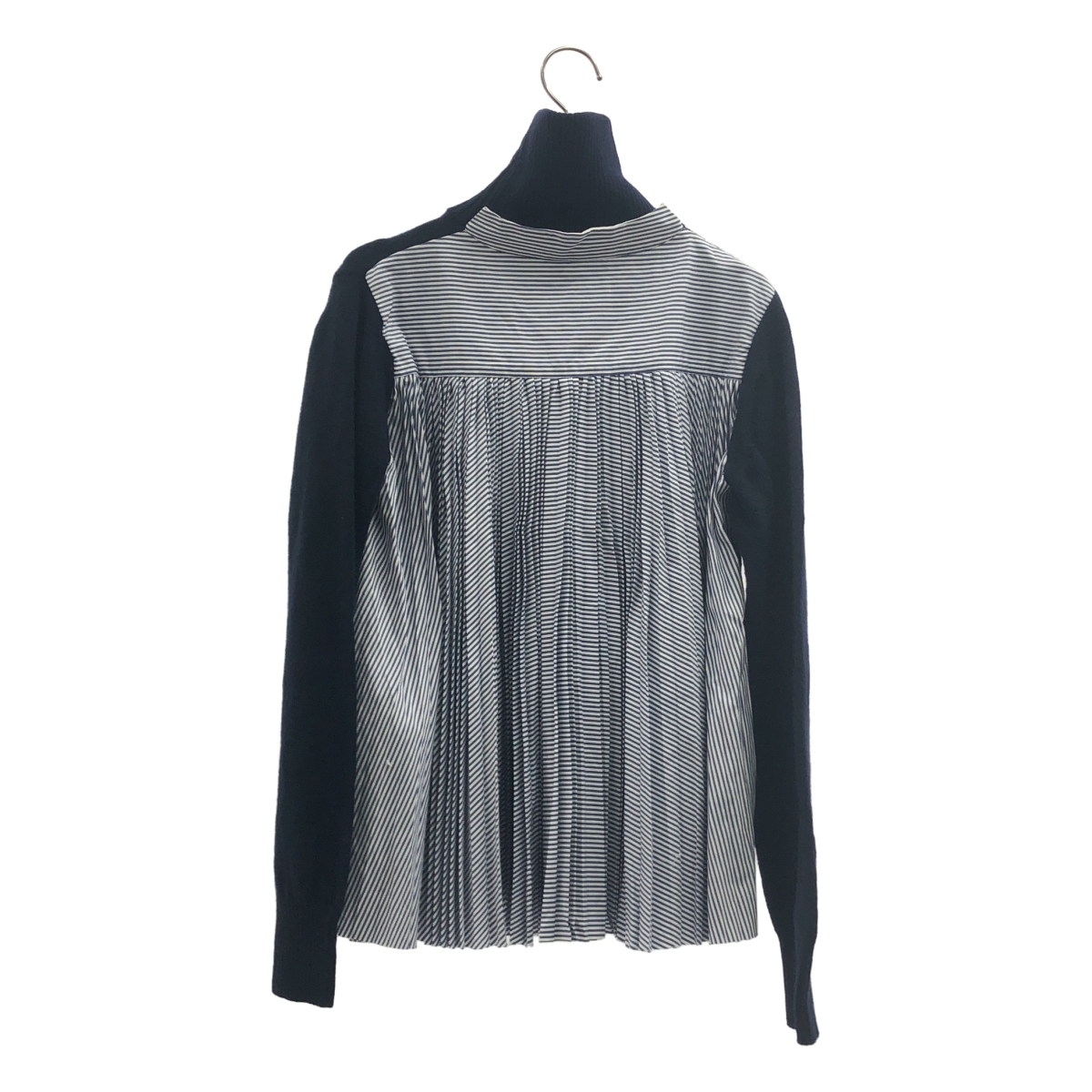 sacai / サカイ 異素材切替 バックプリーツ タートルネックニット