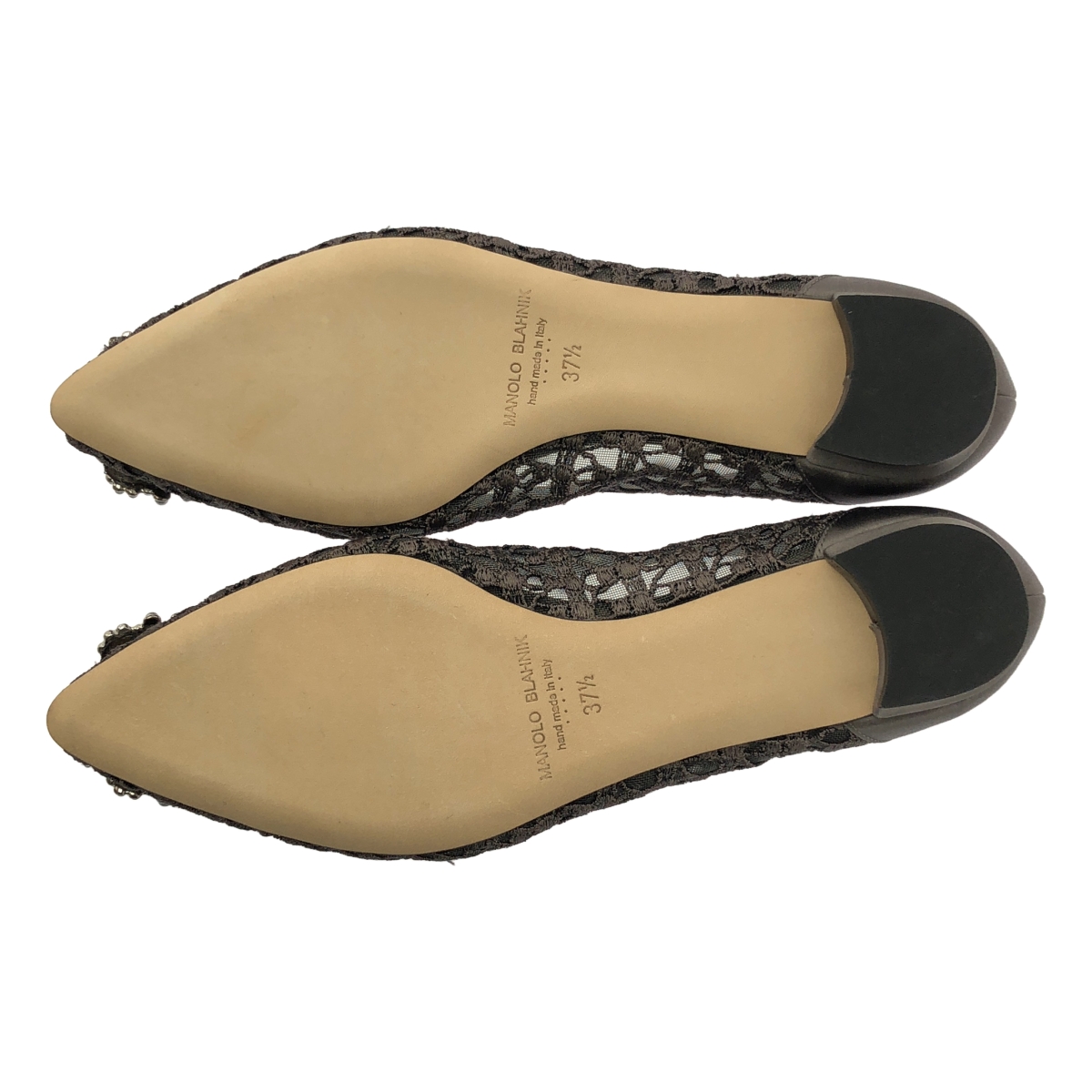 MANOLO BLAHNIK / マノロブラニク HANGISI FLAT ハンギシ フラット レース ビジュー装飾 パンプス
