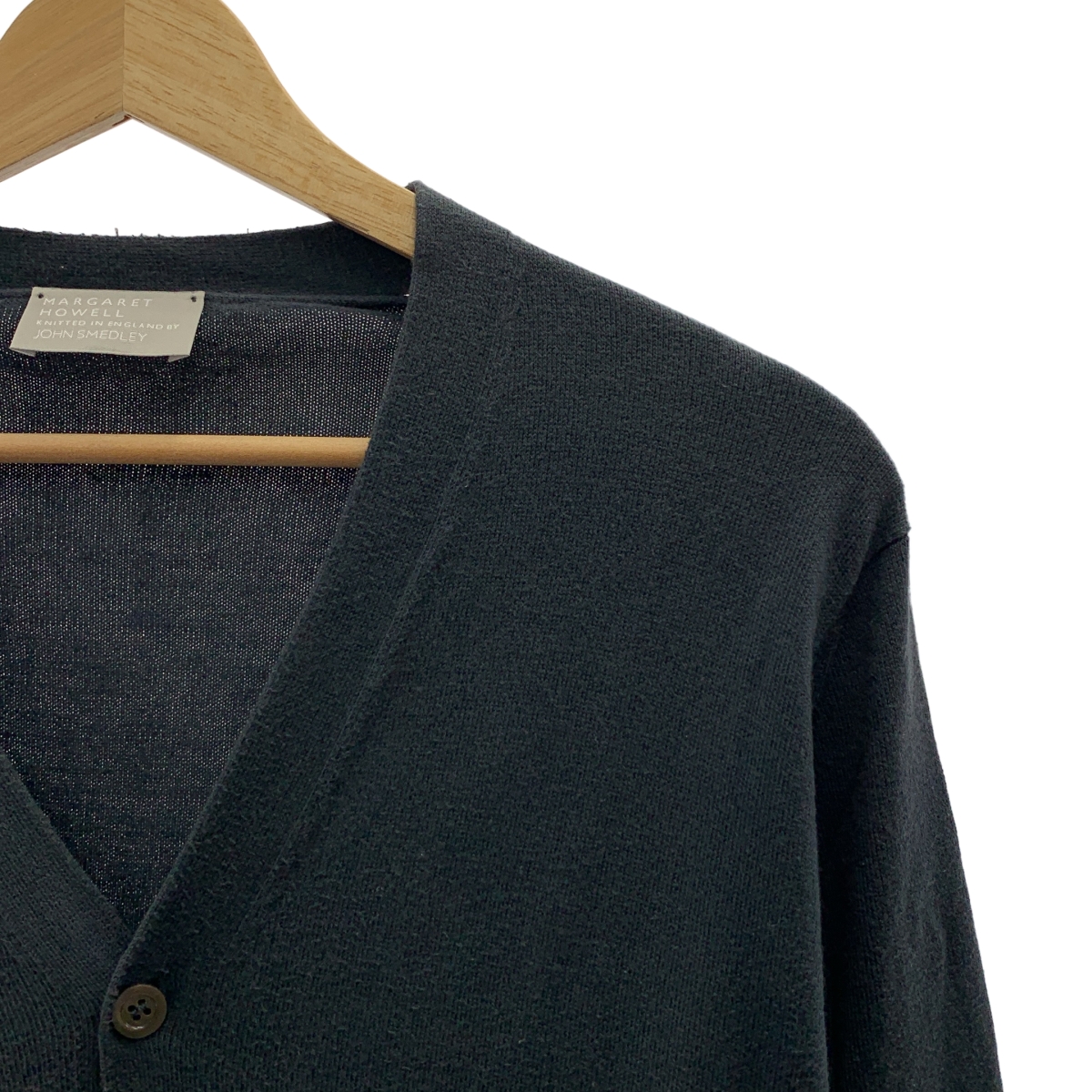 MARGARET HOWELL / マーガレットハウエル × JOHN SMEDLEY / ジョンスメドレー別注 コットン ハイゲージ Vネック ニットカーディガン