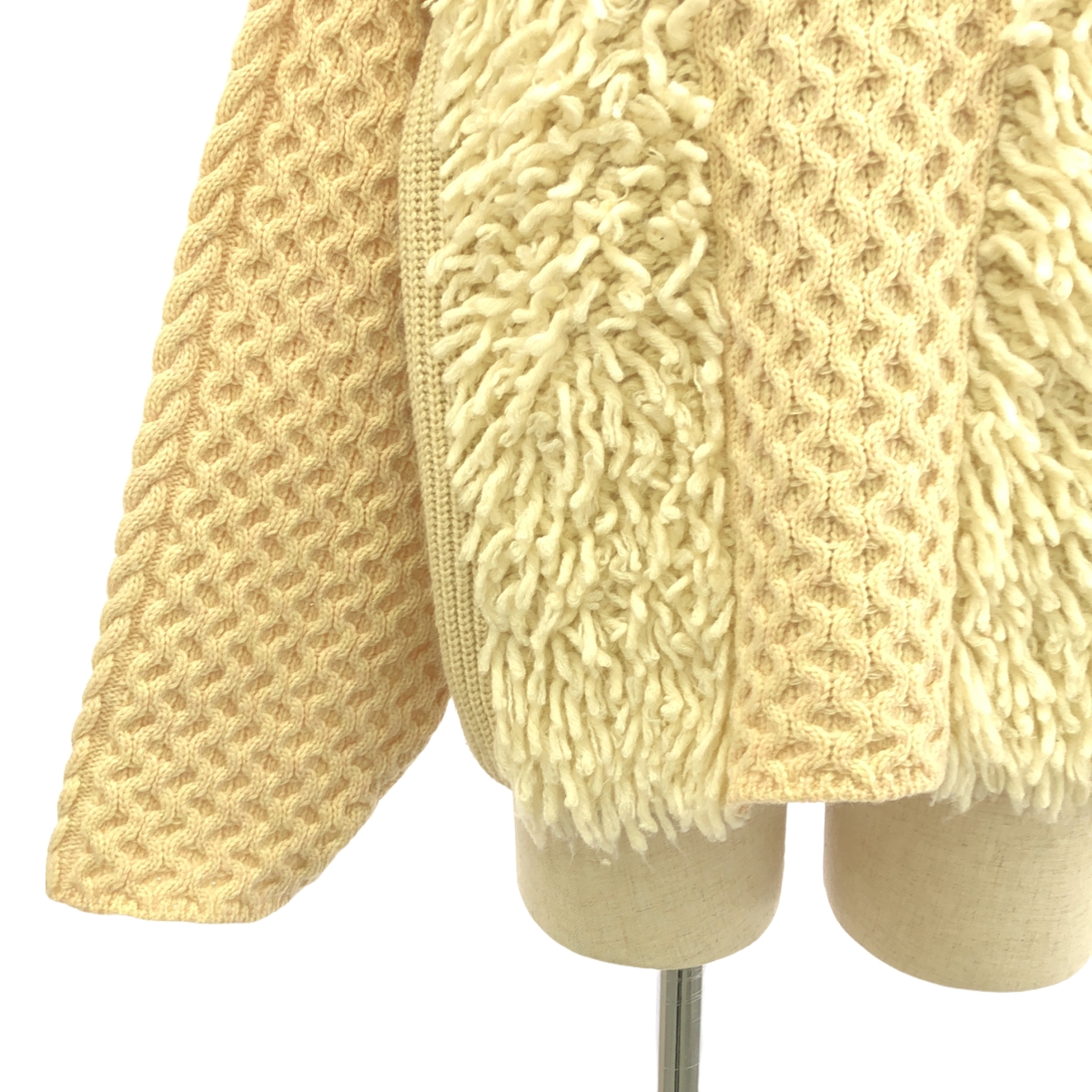 LEINWANDE / ラインヴァンド ウール フリンジ パッチワーク ハンドニットセーター