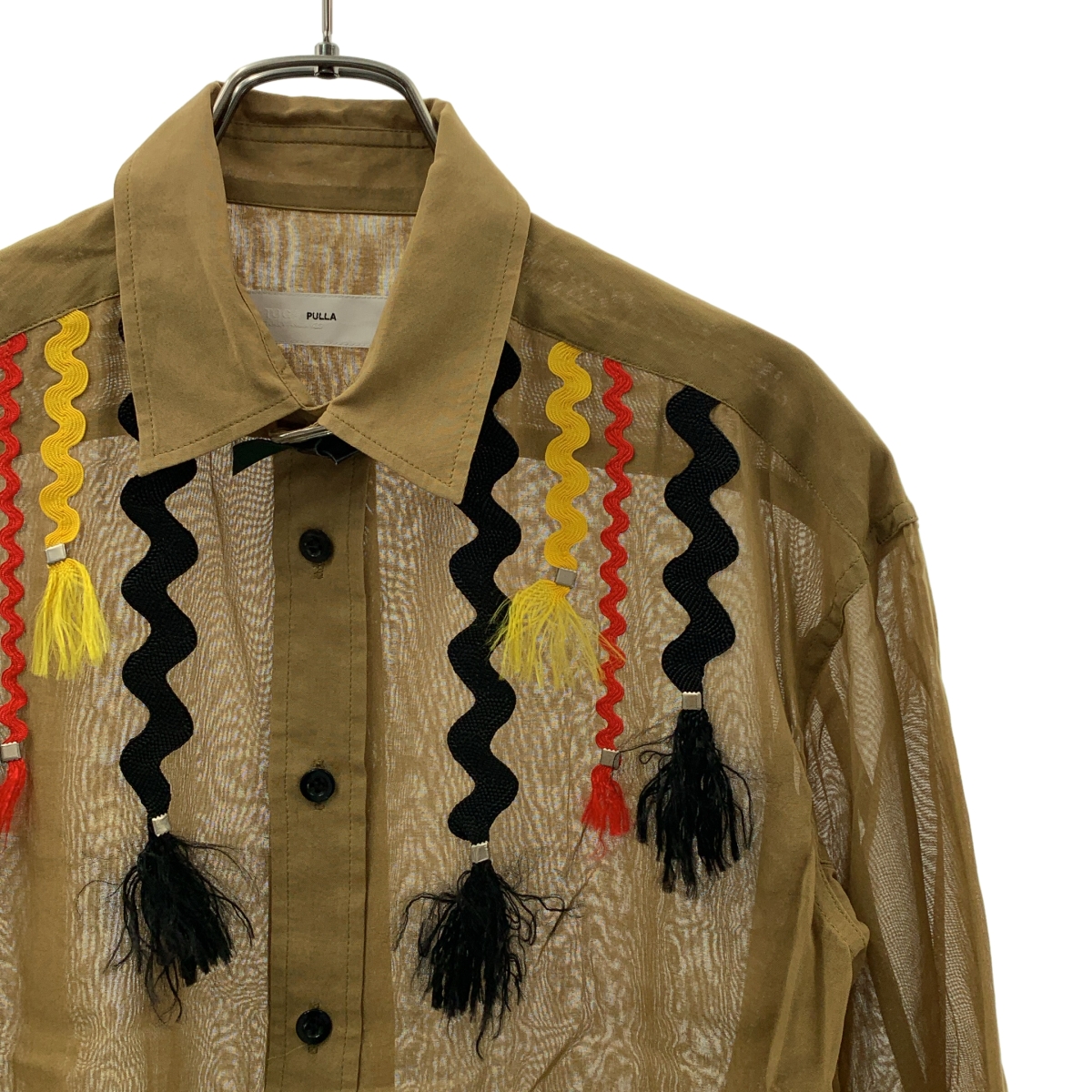 TOGA PULLA / トーガプルラ フリンジ コットン ボイルシャツ