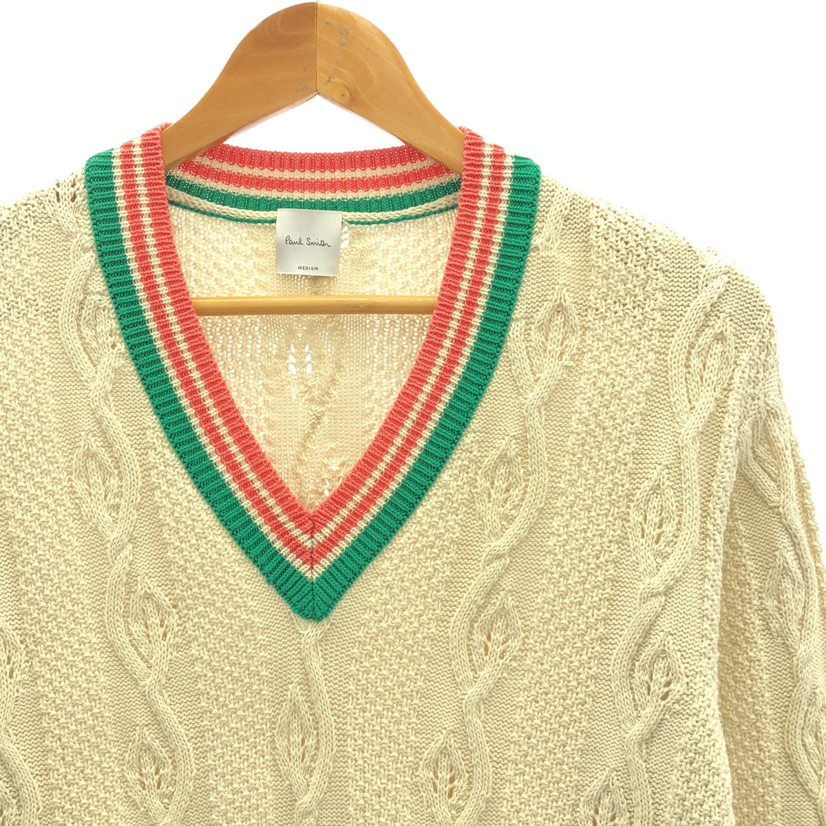 Paul Smith / ポールスミス FLOWER CABLE TILDEN SWEATER Vネック コットン チルデンニット