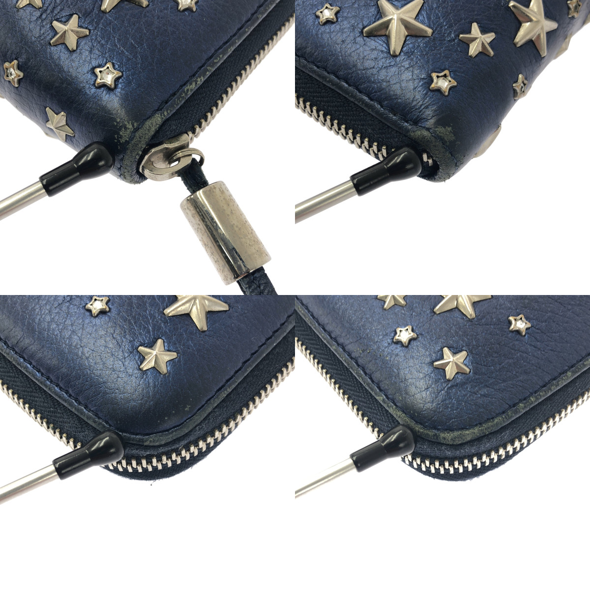 JIMMY CHOO / ジミーチュウ ロックスタッズ ラウンドジップ ロングウォレット / 財布