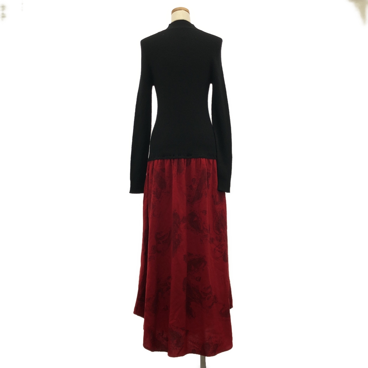 Y's / ワイズヨウジヤマモト リブニット ドッキング プリント ワンピース