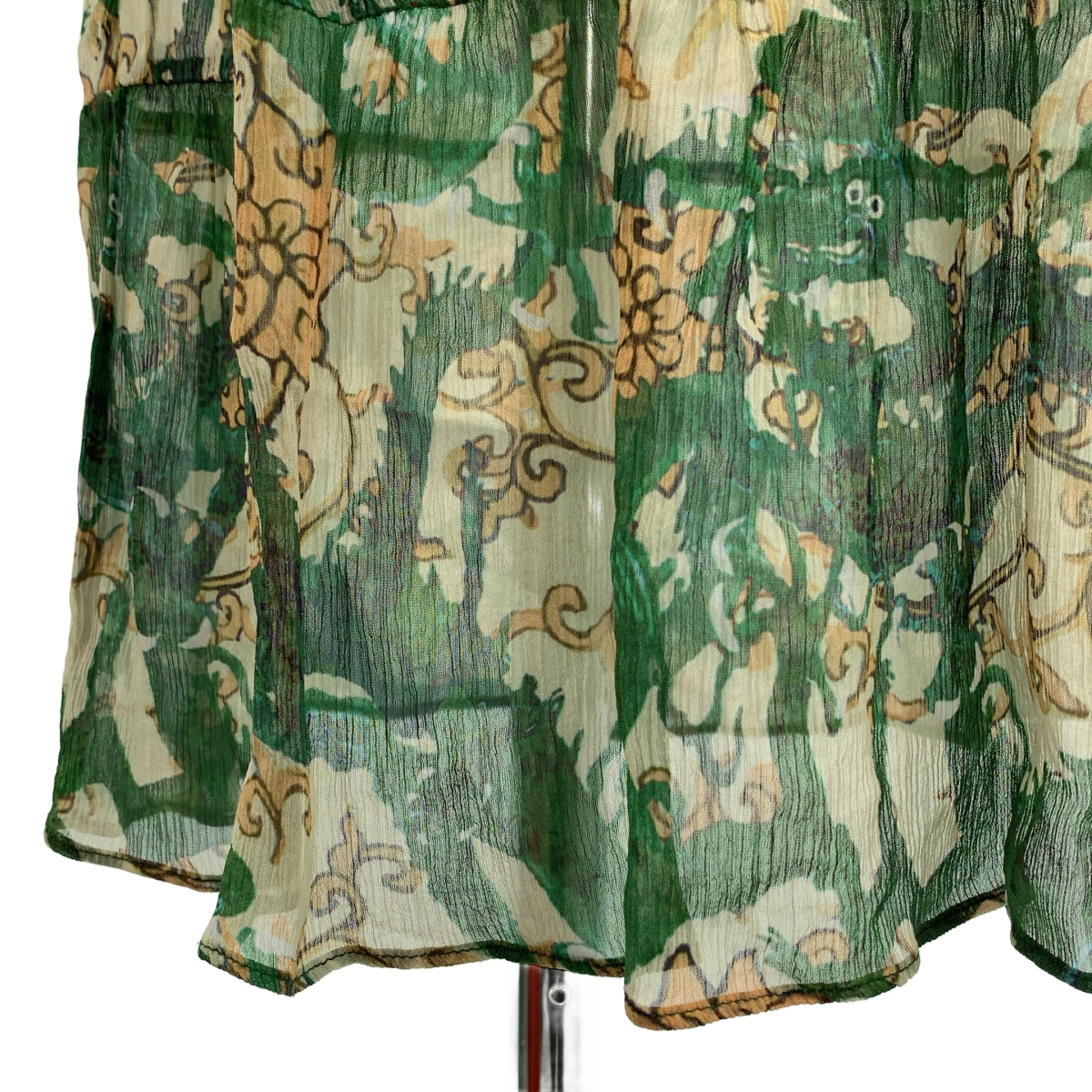 VIVIENNE TAM / ヴィヴィアンタム レーヨン 総柄 ワッシャー フリル ドレス ワンピース / キャミソールインナー付き