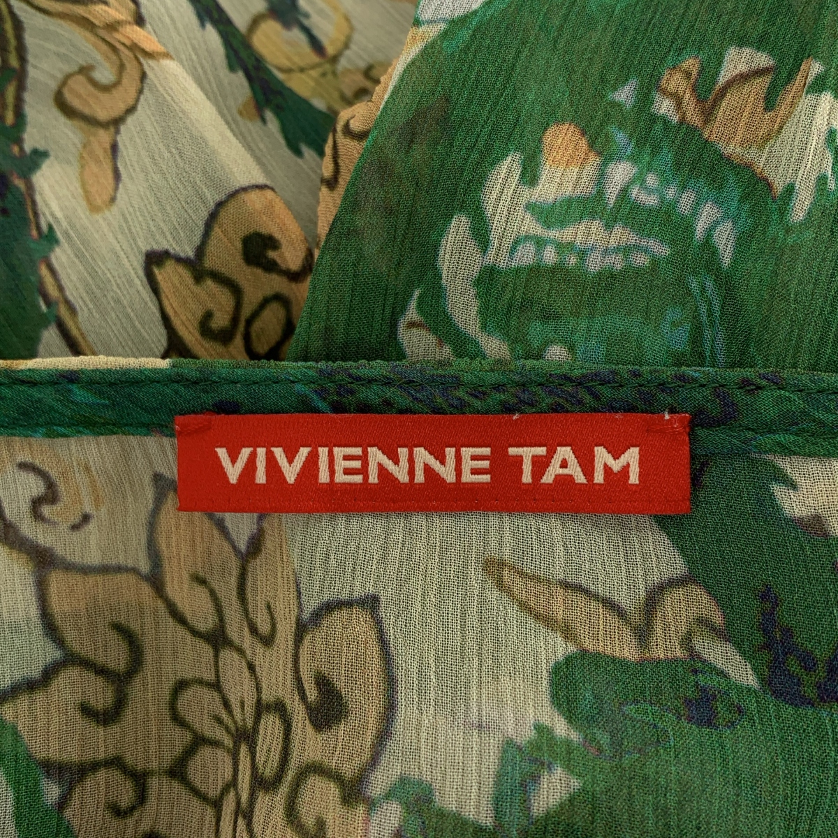 VIVIENNE TAM / ヴィヴィアンタム レーヨン 総柄 ワッシャー フリル ドレス ワンピース / キャミソールインナー付き