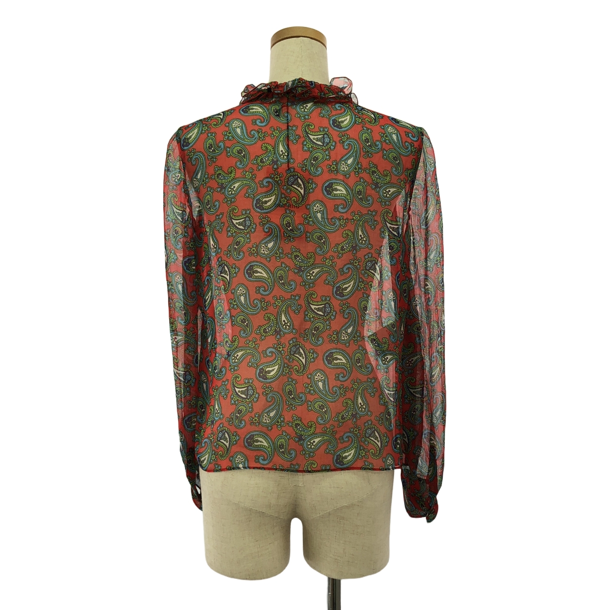 miu miu / ミュウミュウ 総柄 フリルカラー ピンタック シアー シャツ ブラウス