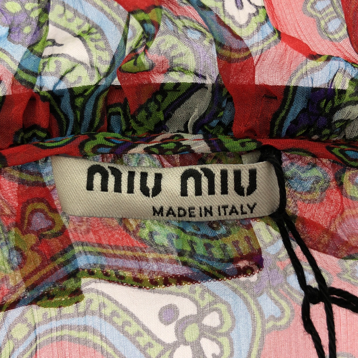 miu miu / ミュウミュウ 総柄 フリルカラー ピンタック シアー シャツ ブラウス