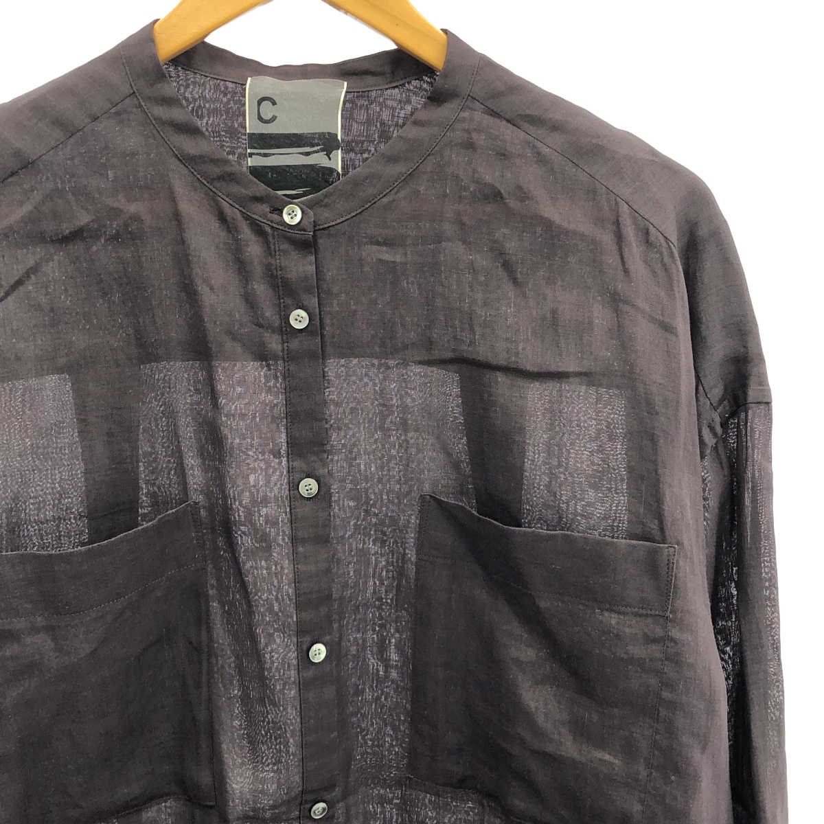 Chaos / カオス リネン バンドカラー ロング シャツ ブラウス