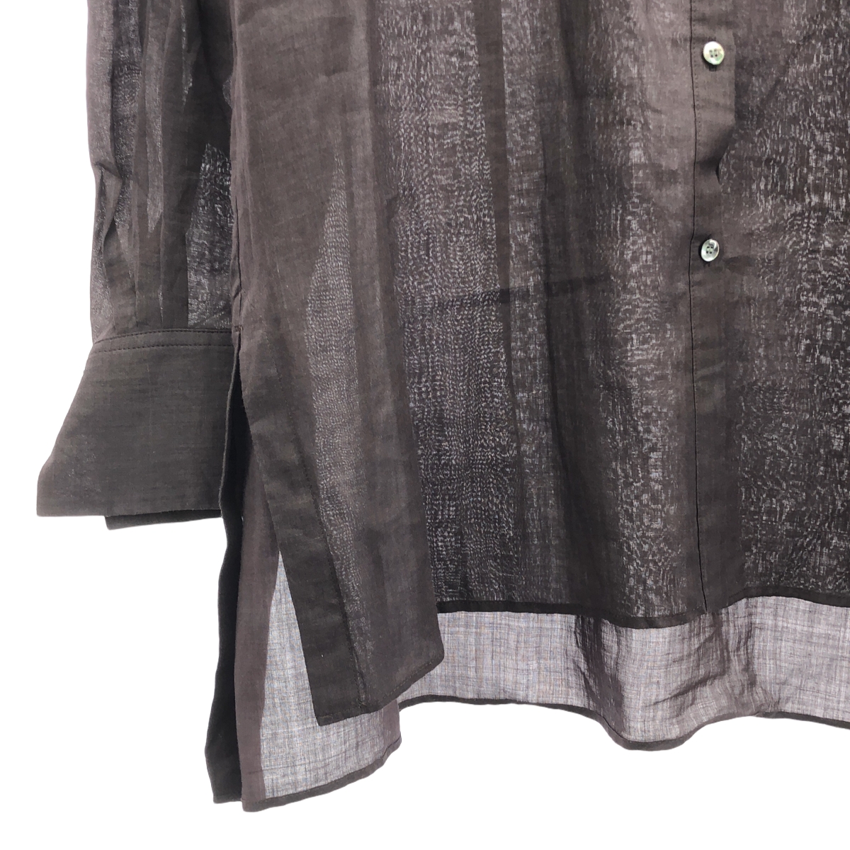 Chaos / カオス リネン バンドカラー ロング シャツ ブラウス