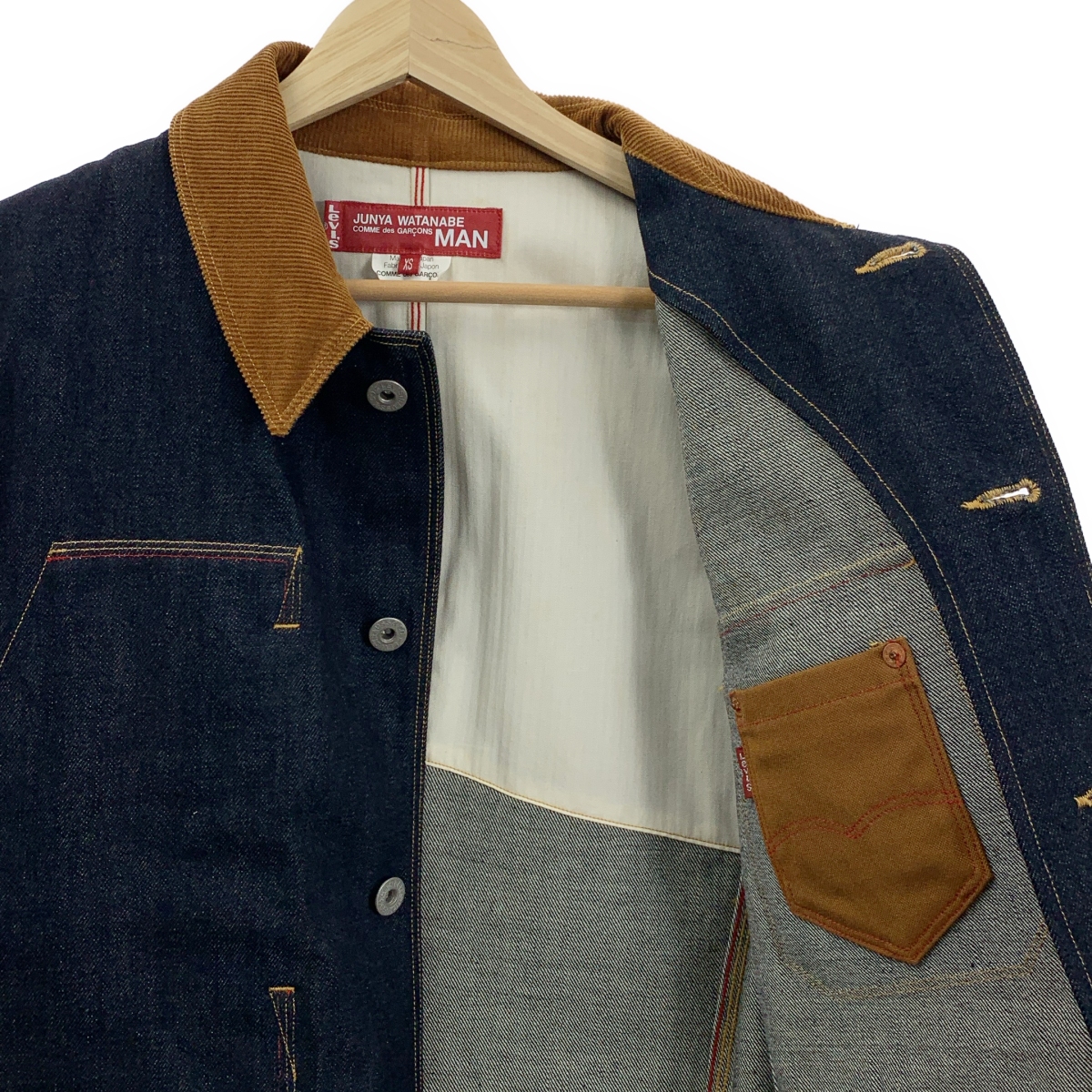JUNYA WATANABE COMME des GARCONS MAN / ジュンヤワタナベコムデギャルソンマン × Levi's リーバイスコラボ デニム 異素材切替 エルボーパッチ カバーオールジャケット