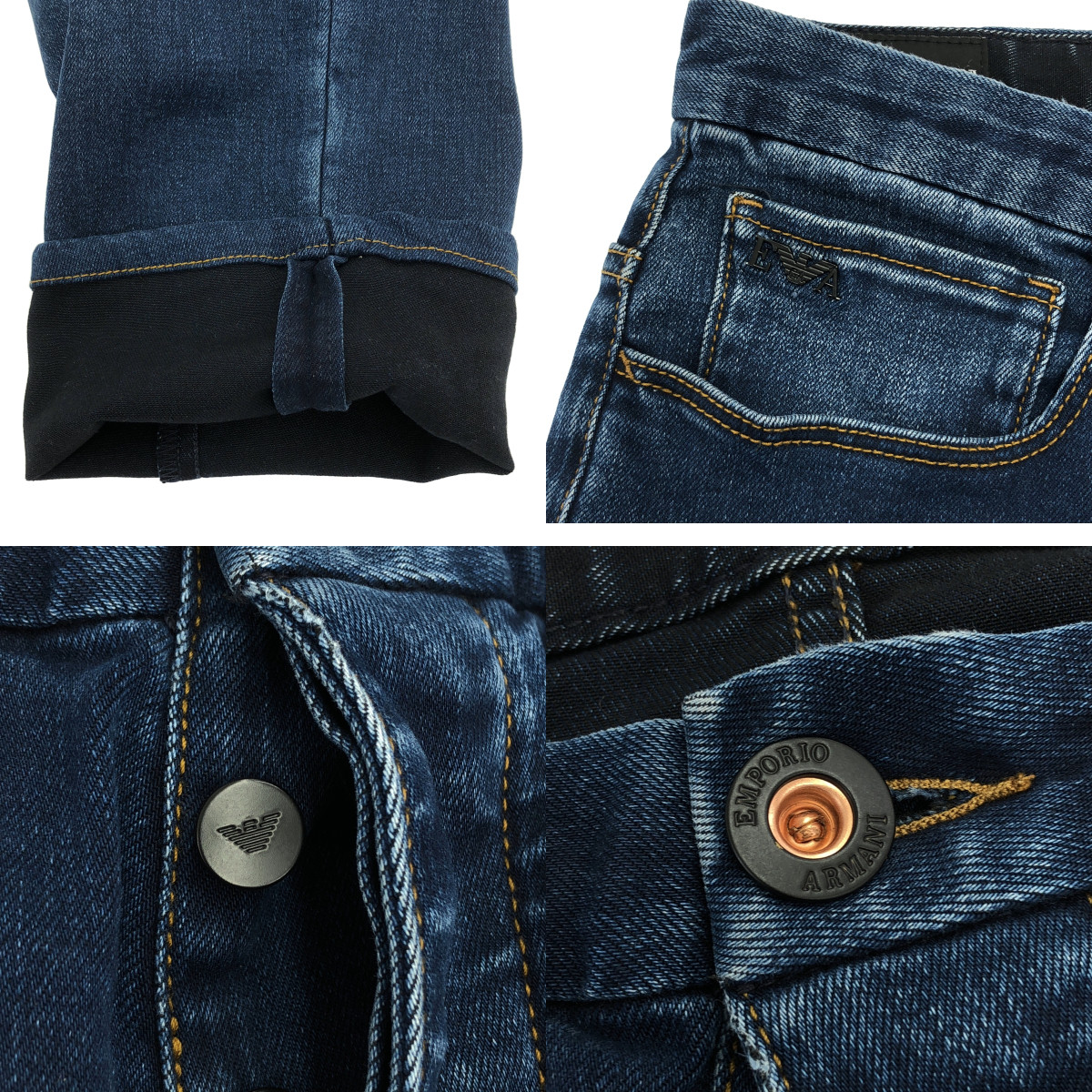 EMPORIO ARMANI / エンポリオアルマーニ J11 SKINNY FIT 5ポケット / レザーロゴ パッチストレッチ デニムパンツ