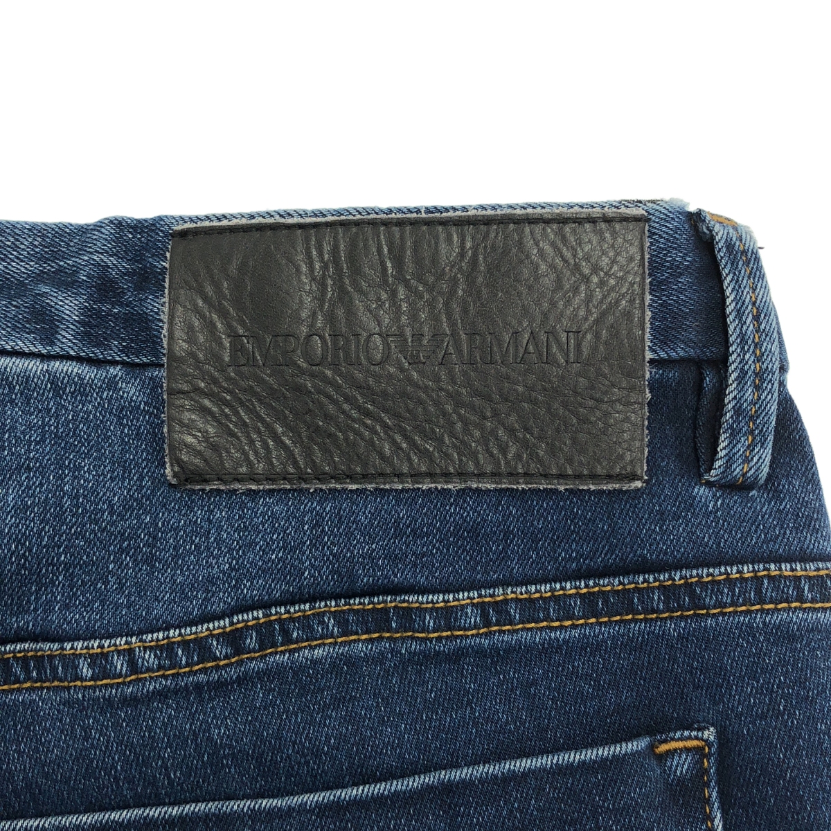EMPORIO ARMANI / エンポリオアルマーニ J11 SKINNY FIT 5ポケット / レザーロゴ パッチストレッチ デニムパンツ