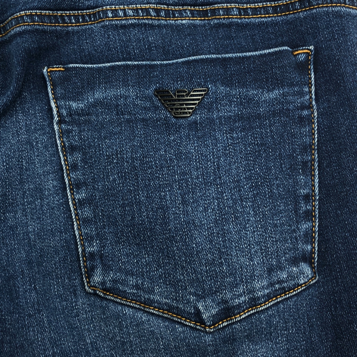 EMPORIO ARMANI / エンポリオアルマーニ J11 SKINNY FIT 5ポケット / レザーロゴ パッチストレッチ デニムパンツ