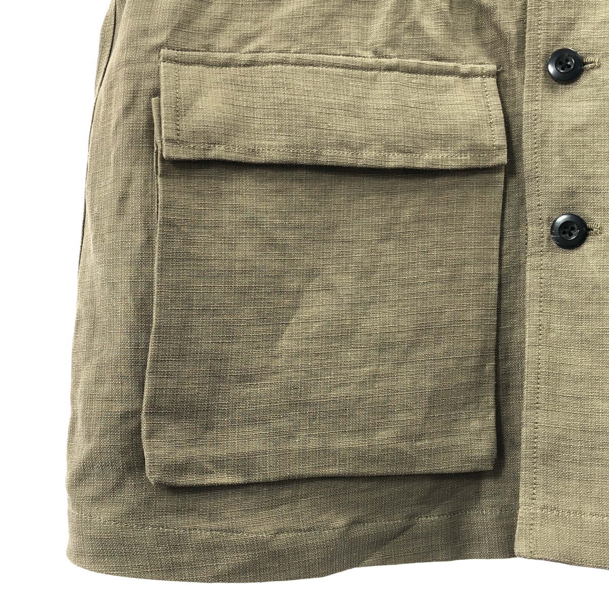 CURRENTAGE / カレンテージ フラワーコサージュ リネンレーヨン ミリタリー ベスト ジレ