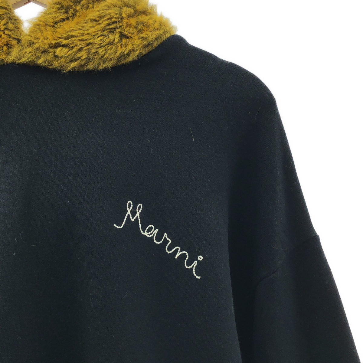 MARNI / マルニ フェイクファーフード ロゴ刺しゅう フーディ プルオーバーパーカー