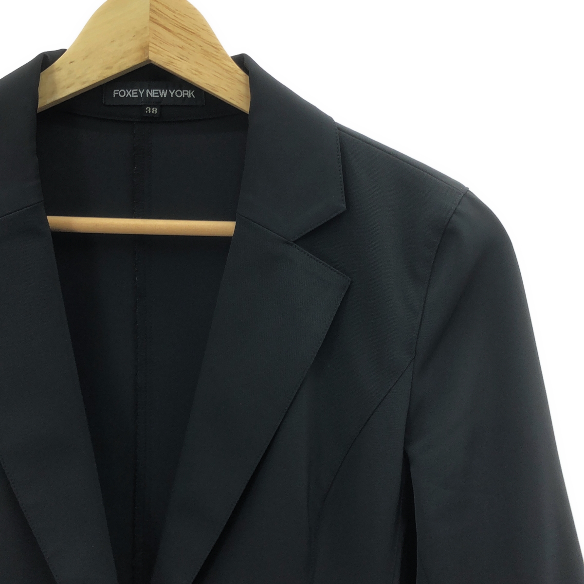 FOXEY NEW YORK / フォクシーニューヨーク ポリエステル ストレッチ スーツ セットアップ / 1B テーラードジャケット / ドレープスカート
