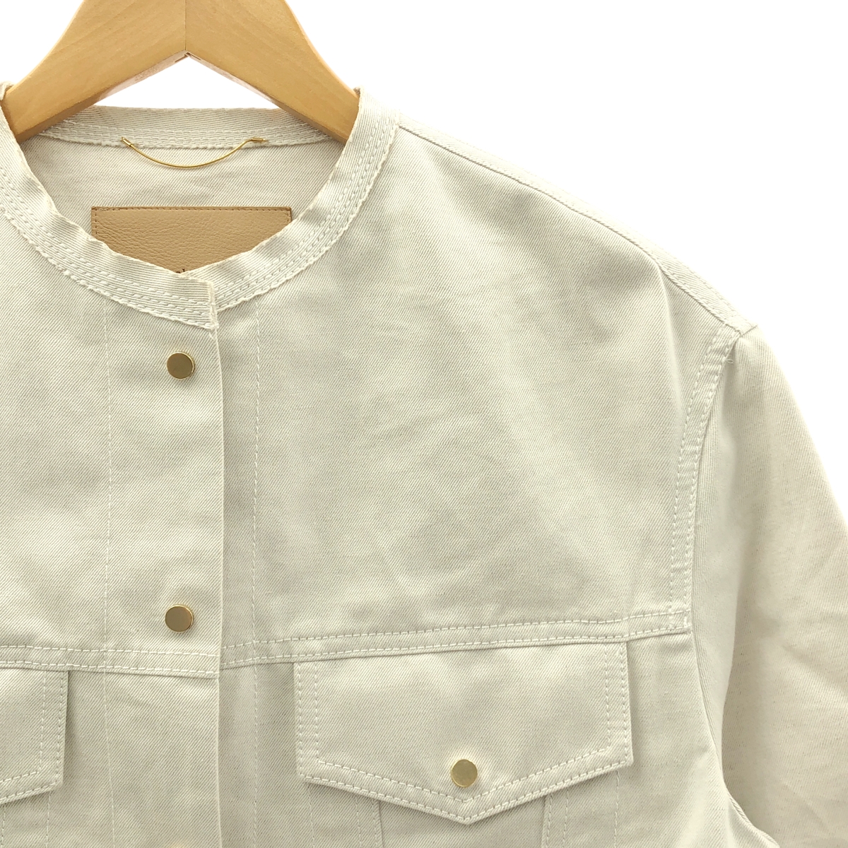 ebure / エブール リネン コットン ツイル ノーカラージャケット