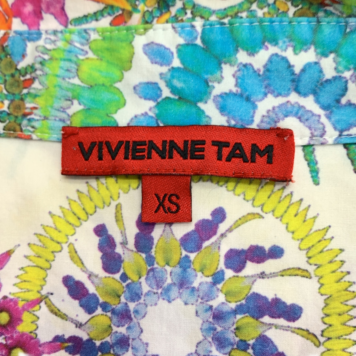 VIVIENNE TAM / ヴィヴィアンタム コットン 総柄 ベルテッド ポケット付き シャツ ワンピース