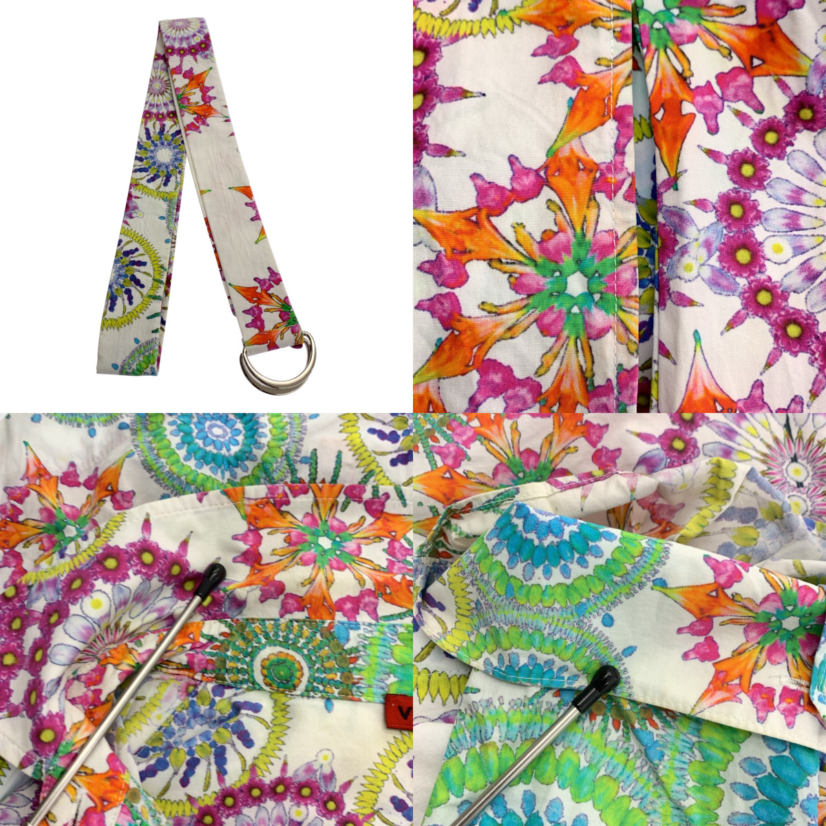 VIVIENNE TAM / ヴィヴィアンタム コットン 総柄 ベルテッド ポケット付き シャツ ワンピース