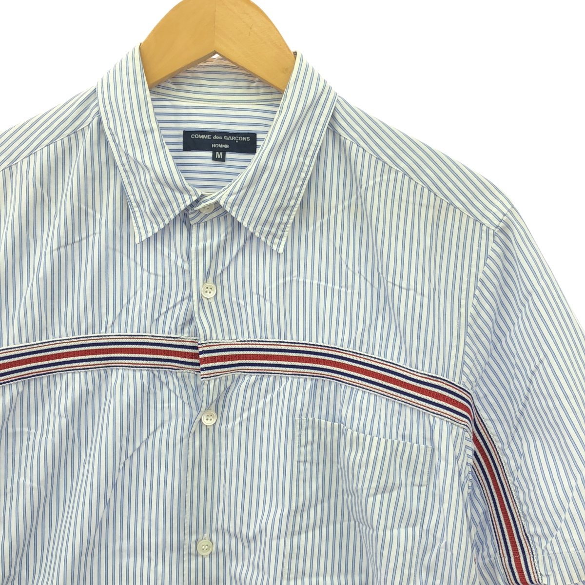 COMME des GARCONS HOMME / コムデギャルソンオム ストライプ パッチ レギュラーカラーシャツ