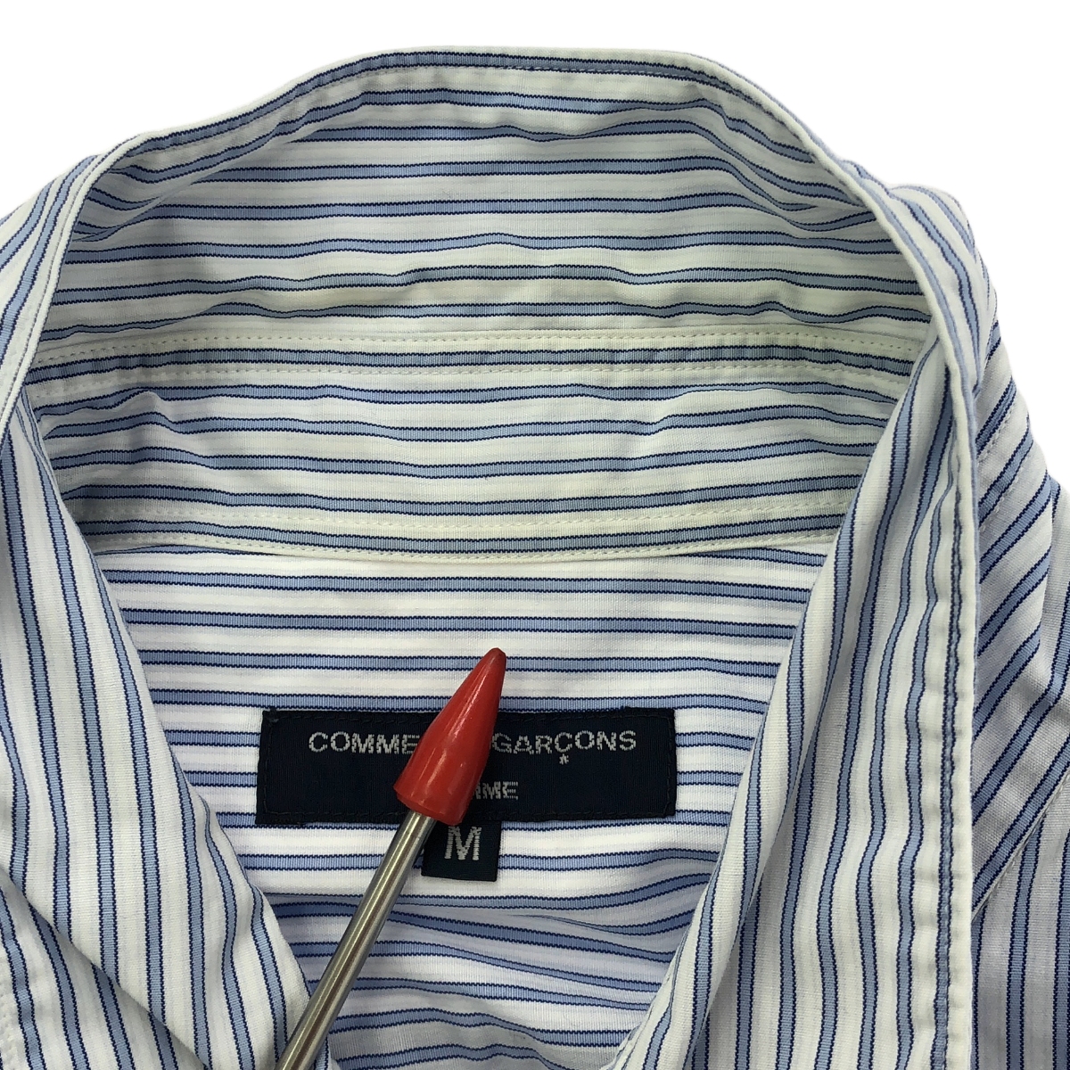 COMME des GARCONS HOMME / コムデギャルソンオム ストライプ パッチ レギュラーカラーシャツ