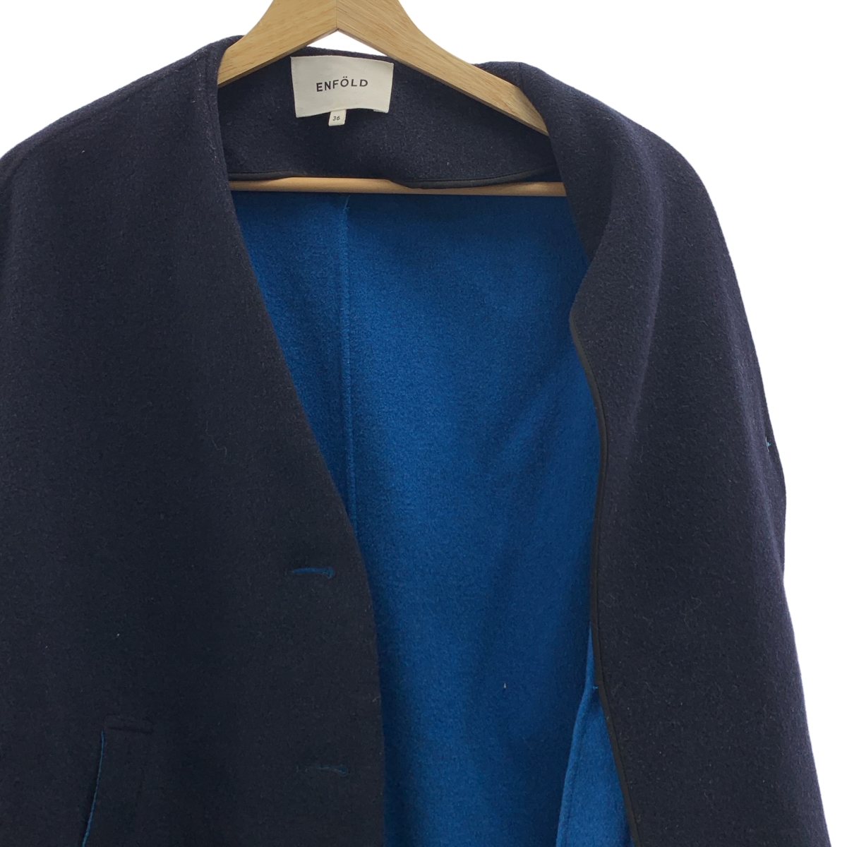 ENFOLD / エンフォルド ウールリバーノーカラーストレートコート