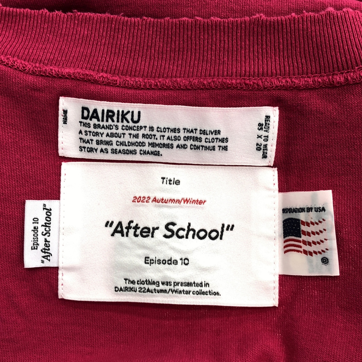 DAIRIKU / ダイリク SCHOOL Embroidery Vintage Tee ロングスリーブ カットソー
