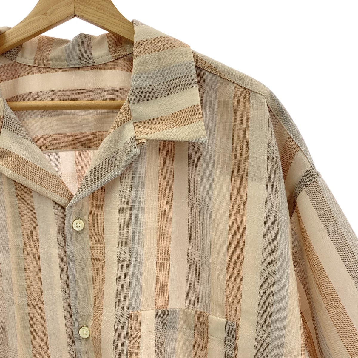 Sillage / シアージ ストライプ オーバーサイズ オープンカラーシャツ