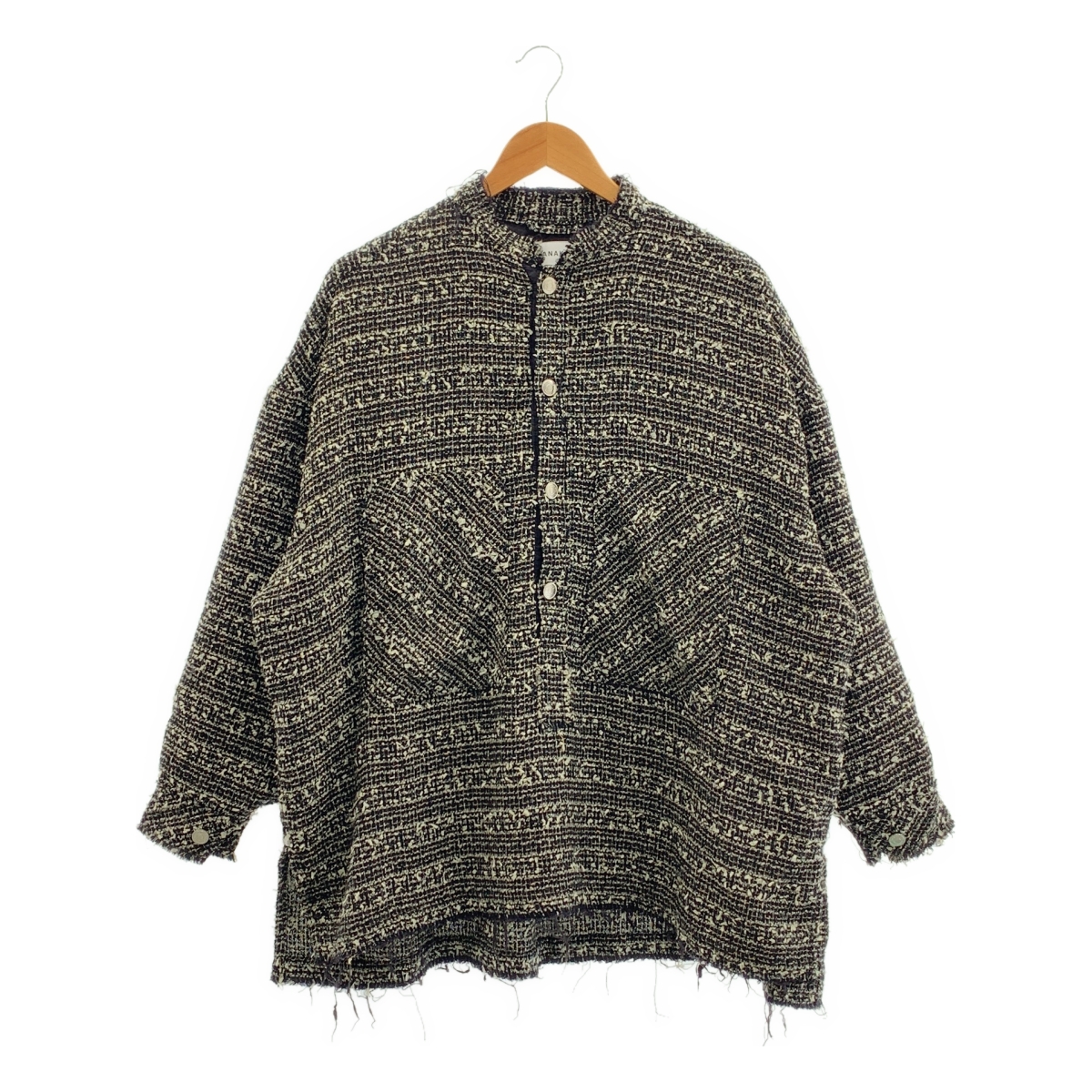 TANAKA / タナカ POPOVER WORK SHIRT / ツイード フリンジ オーバーシルエット スリット プルオーバー / 総裏地