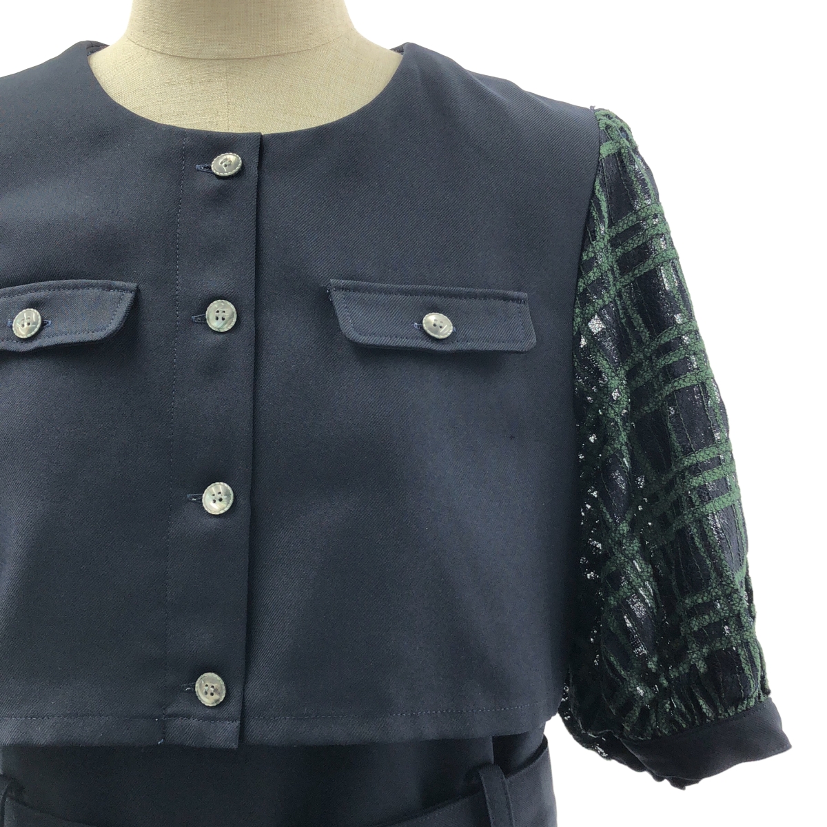 その他 puff sleeve docking dress ワンピース