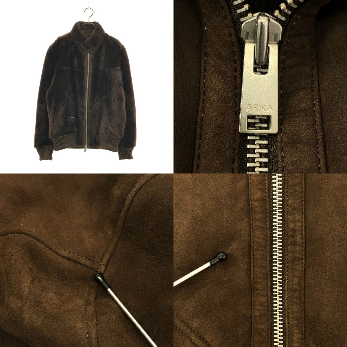 その他 羊革 ムートン レザー ボア ロゴジップ ジャケット