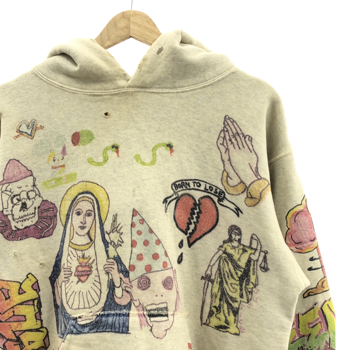 SAINT MICHAEL  Mxxxxxx / セントマイケル ヴィンテージ加工 グラフィティ フーディ プルオーバー パーカー